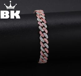 Hip Hop Copper 9mm Micro Pave CZ Cuban Link Bracelet Cubic Zircon Mens Punk 7inch8inch Miami Bracelet accept custom color2416168