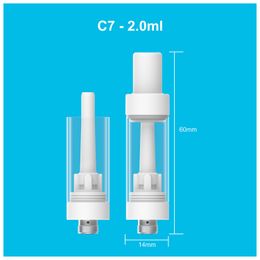 C7 0.5ml 1.0ml 2.0ml Ceramic Cartridge 510 Thread Coil Vape Cartridges Atomizer Foam Tray Packaging Empty Vaporizer Pen 2.0mm Thick Oil Holes Carts Customise USA US hot