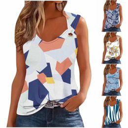 Women's Tanks Print Round Neck Loose Sleeveless Vest Fashion Casual Top Beach Sayings Tops For Women And Shorts Set