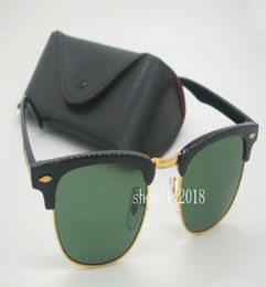 Drop Mens Womens Sunglasses SemiRimless Sun Glasses Black Gold Frame Green Glass Lenses 51MM With Black Case6269741