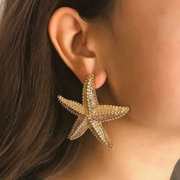 Stud Fashion Exaggeration Summer New Gold Starfish Earrings Womens Holiday Party Bohemian Jewellery Accessories Q240507