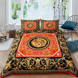 Bedding sets Home>Product Center>3D Golden Baroque Chain Lion Bedding>Luxury Duvet Cover>Pillow Cover>Home Textiles>Comfort Cover>King Bed Cover J240507