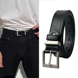 Belts mens belt simple trend fashion commuter Hong Kong style pants belt male Korean version of the student personality pants belt Y240507