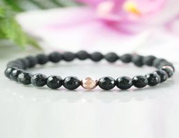 MG1105 6 mm Faced Black Tourmaline Braceelt EMF Protection Bracelet Natural Lava Rock Essential Oil Diffuser Bracelet Crystal Heal6730327