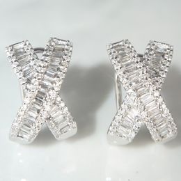 Across 14 Gold Lab Diamond Stud Earring Real 925 sterling silver Engagement Wedding Earrings for Women Bridal Gemstones Jewellery 278z
