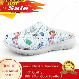 Casual Shoes Cute Cartoon Print Air Mesh Sandals Women Summer Breathable Slip On Beach Slippers Zapatos Mujer