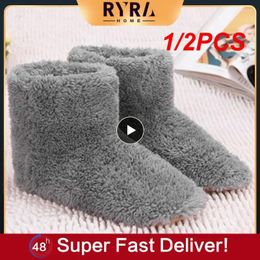 Carpets 1/2PCS Heater Foot Shoes Winter Plush Warm Electric Slippers Feet Heated Washable Warming Pad Heating Insoles