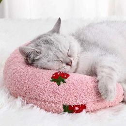 Cat Beds Furniture Little for Cats Fashion Neck Protector Deep Sleep Puppy U-Shaped Cat Kitten Headrest Dog Sleeping d240508
