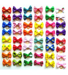 Cute Puppy Dog Small Bowknot Hair Bows with Rubber Bands Hair Accessories Bow Pet Grooming Products2283441