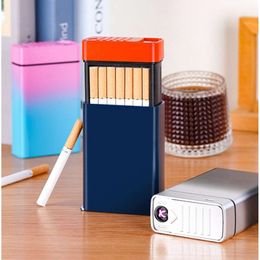Modefarbe 20pcs Zigarettenkoffer Dual Bogen leichter Multifunktionsmagier Zigarette Hülle für Frauen