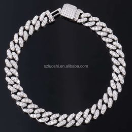 925 Sterling Silver Pass 6mm 8mm 8in to 26in d Colour Moissanite Diamond Tester Miami Bracelet Necklace Mens Cuban Link Chain