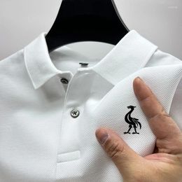 Men's Polos 2024 Summer Casual Short Sleeved Polo Shirt High Quality Breathable Solid Color Fashion Printed T-shirt