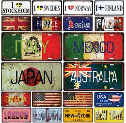 New Country Flag Licence Plate Store Bar Wall Decoration Tin Sign Vintage Metal Sign Home Decor Painting Plaques Poster9522769