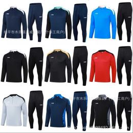 2024 Long sleeved Adult Half Pull Football Suit Training Team Set Printed Light Edition Training Suit Adult Training Suit Set