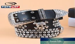 Wide Buckle Belt For Women Woman Vintage Rhinestone Skull Belts Second Layer Cow Skin Top Quality Strap Female For Jeans Factory p9635080