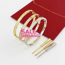 Designer bangle love Jewellery bracelet designer for women luxury braclet gold silver rose charml Narrow 316L stainless steel full of diamond S687