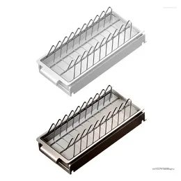 Kitchen Storage Drawer Dish Rack Drainer Plate Drying With Tray For Cabinet