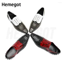 Casual Shoes Rivets Red Pattern Printed Men Dress Black Colour Patchwork Suits Designer Banquet Wedding Foe