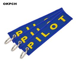 Pilot Key Chain Embroidery Blue Key Label Luggage Safety Keyring Aviation Gifts7454365