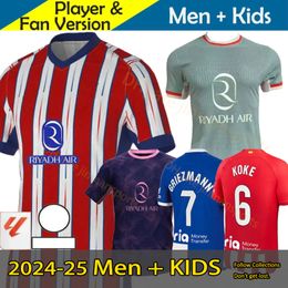 2024 2025 Atletico Madrids Soccer Jerseys GRIEZMANN 24 25 120th Anniversary 2023 2024 M.LLORENTE KOKE SAUL Correa LEMAR Football Shirt Men Kids Kit Sets Uniforms