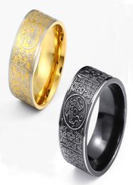 Vintage Stainless Steel Band Ring Ancient Chinese Mythology Four Great God Beast Rings for Men3503056