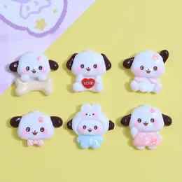 Decorative Figurines 10Pcs Kawaii Dog Flatback Resin Cabochon For Hair Bows Centre Scrapbooking Craft DIY Accessories Phone Shell Decoration