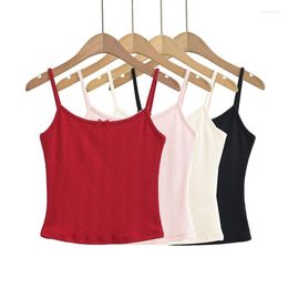 Women's Tanks Summer Clothes Women 2024 White Crop Tops For Pink Sexy Corset Top Y2k Harajuku Fashion & Camis Cute Bow Tie
