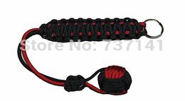 Black and Red Monkey Fist Paracord 1 quot Steel Ball Self Defence Lanyard Key Ring8894723