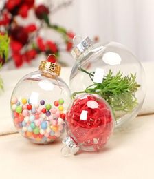 New 50pcs Golden Silvery Transparent Christmas Ball Plastic Baubles Clear Fillable Xmas Tree Hanging Ornament Decor Toys New Year 1176846