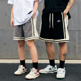 Men's Shorts VEGORRS American Street Hip Hop Trendy Shorts Mens and Womens Embroidered Letter Corduroy Capris H240508