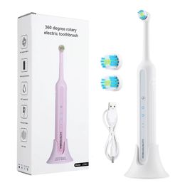 Rotating Electric Toothbrush Adult Vibration Sonic Toothbrush Tartar Stains Removal Teeth Cleaning Whitening Oral Care Tools 240508