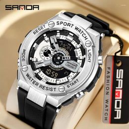 Wristwatches 2024 Sanda 3170 Handlift Light Korean Edition Multi Functional Sports Waterproof And Shockproof Alarm Clock Men's Watch