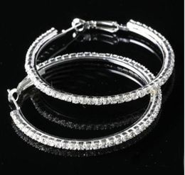 Big Circle ladys Basketball Wives Hoop Earrings With Crystal Rhinestone Dangle Earring 50mm 15 pair4018051