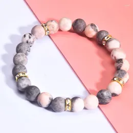 Strand Women Powder Zebra Howlite Bead Bracelet 8mm Beautiful Agate Stone Jewelry For Girlfriend Trendy Luck