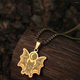 Pendant Necklaces Todorova Runic Tribal Vampire Bat With Moon Necklace For Women Men Halloween Jewellery Birthday Gift