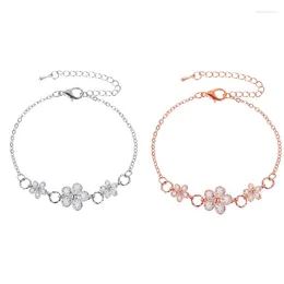 Charm Bracelets Crystal Flower Bracelet Sweet Simple Charms For Girls Fashion Small Fresh Bangle Jewellery Gift