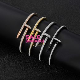 Designer Cartres Bangle Fashionable Ins internet celebrity stainless steel opening with diamond studded nail head bracelet female rivets UU6M