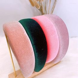 Hair Clips Wind Velvet Broad-brimmed Sponge Headband Solid Color Edging Fabric Simple Anti-dropping Headdress