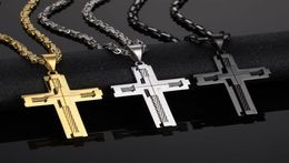 Cross Gold Chain Necklace Pendant For Mens Male Stainless Steel Jewelry Woman039s Accesories Whole260P2114654