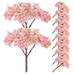 Decorative Flowers 10 Pcs Tree Model Miniature Decor Fake Cherry Blossom Trees Accessories Plastic Sand Table