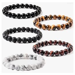 Strand Volcanic Tiger Eye Obsidian Set Bracelet For Men And Women Fashion Trendy Handmade Jewelry Gift