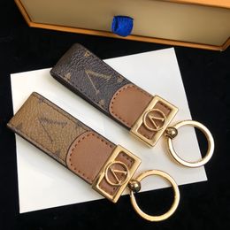 designer keychain Multi-color luxury keychain Women Men Brown leather bag purse lanyard Gold Plated accessories Keychain with lettering top20