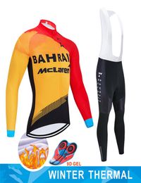 Winter Cycling Jersey Set 2020 Pro Team BAHRAIN Thermal Fleece Cycling Clothing Ropa Ciclismo Invierno MTB bike jersey bib pants k7452400