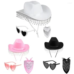 Berets Western Cowboy Hat Bandana Scarf Women Party Outfit Fashion Costume Accessories