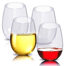 4pc set Shatterproof Plastic Wine Glass Unbreakable PCTG Red Wine Tumbler Glasses Cups Reusable Transparent Fruit Juice Beer Cup Y20010 291O