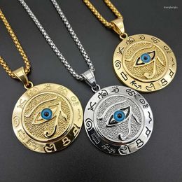 Pendant Necklaces Stainless Steel Geometric Round Eye Of Horus Necklace For Men Hip Hop Rapper Jewellery Drop