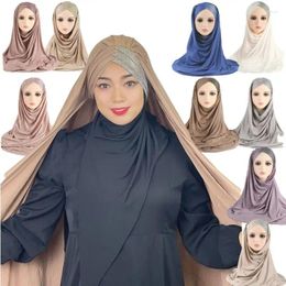 Ethnic Clothing Muslim Women Long Headscarf Hijab Cap Instant Shawls Arab Headband Wrap Scarves Turban Accessories 178 68cm