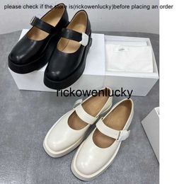 designer shoes Small pure original The row thick soled Mary Jane shoes Women's leather Lefu shoes High rise muffin shallow mouth single shoes YYTK