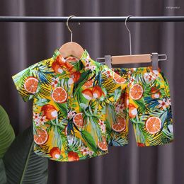 Clothing Sets Boys Summer Suit Baby Orange Print 2pcs Set Kids Beach Bohemile Clothes Children's Wear Infant Outfit For 1-3years