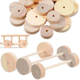 Storage Bottles Wood Wheels Craft Blank Accessories Wooden Car Unfinished Decors Sticks Model Cars Crafting